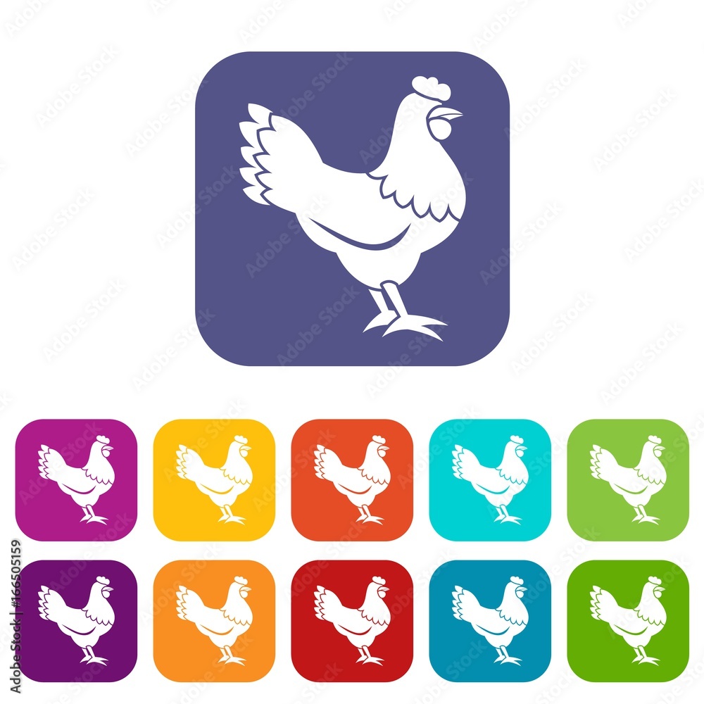 Hen icons set Hen icons set
