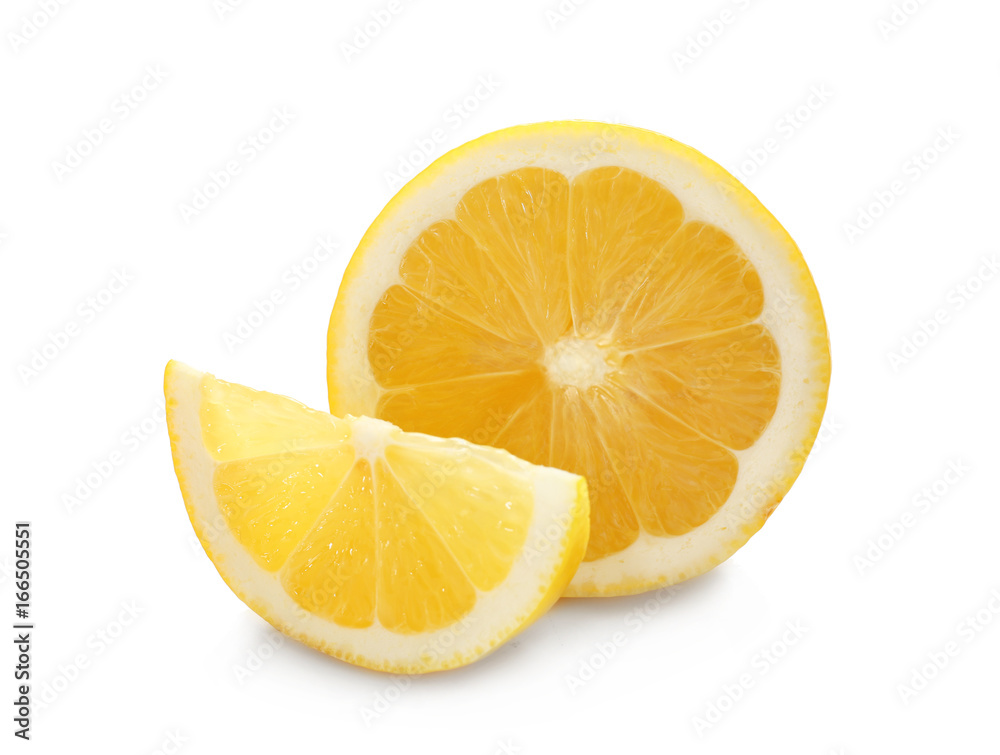 Delicious sliced lemon on white background Delicious sliced lemon on white background