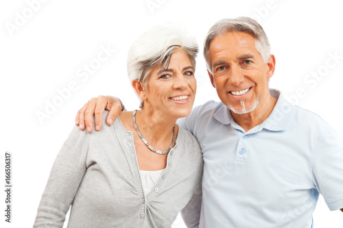 Happy Senior Couple On White Background