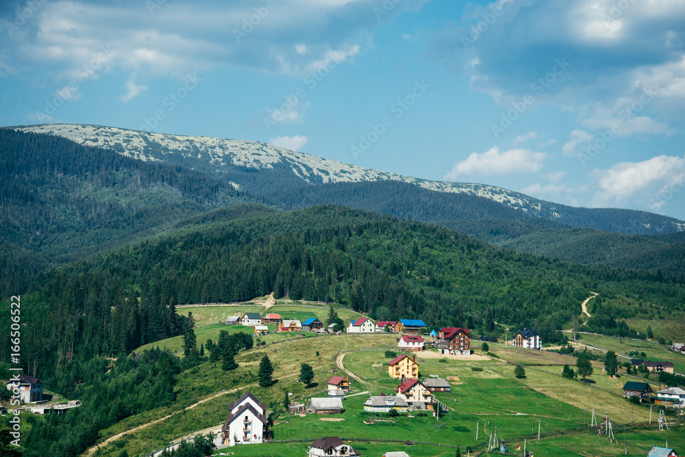 Mountain Village on a Sunny Summer day