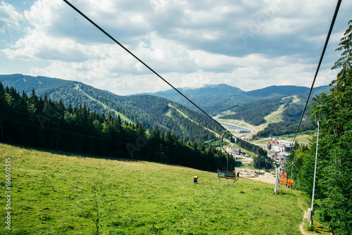 chairlift in summer mountains