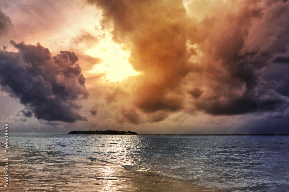 Cloudy weather at tropical beach