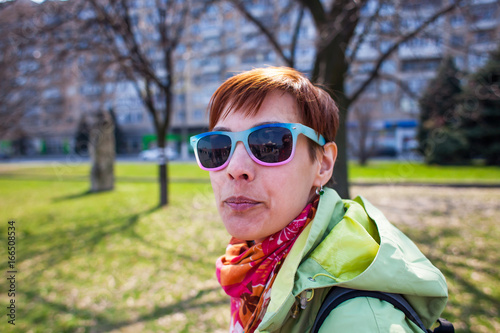 Portrait of woman in sunglasses.