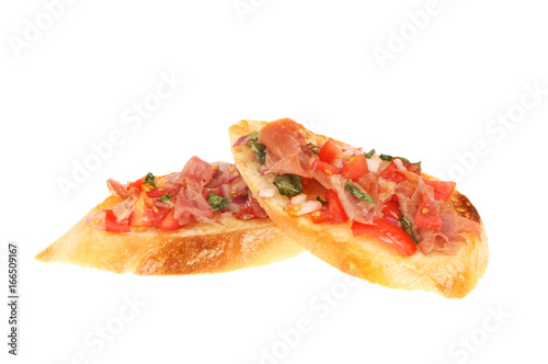 Bruschetta slices isolated