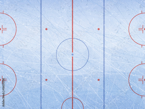 Vector of ice hockey rink. Textures blue ice. Ice rink. Vector illustration background. photo