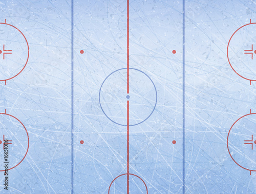 Vector of ice hockey rink. Textures blue ice. Ice rink. Vector illustration background.