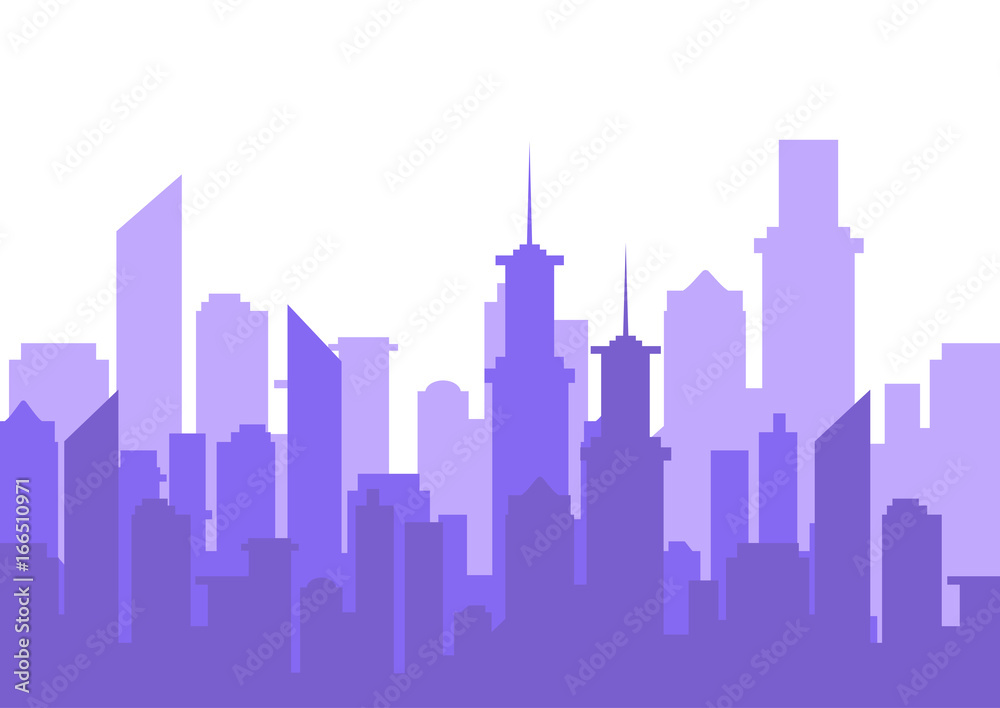 Vector illustration. City skyline silhouette. Urban landscape.
