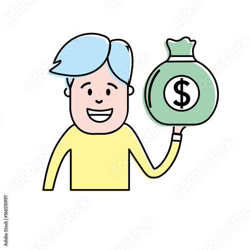man with bag cash money in the hand