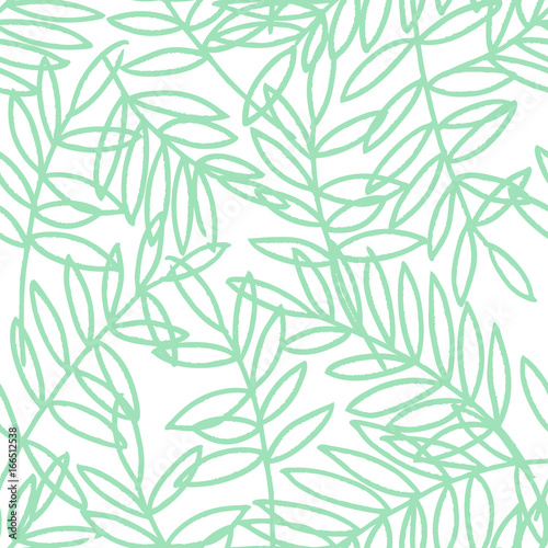 Fototapeta Naklejka Na Ścianę i Meble -  kbecca_vector_outline_leaves_pattern_seamless_tile