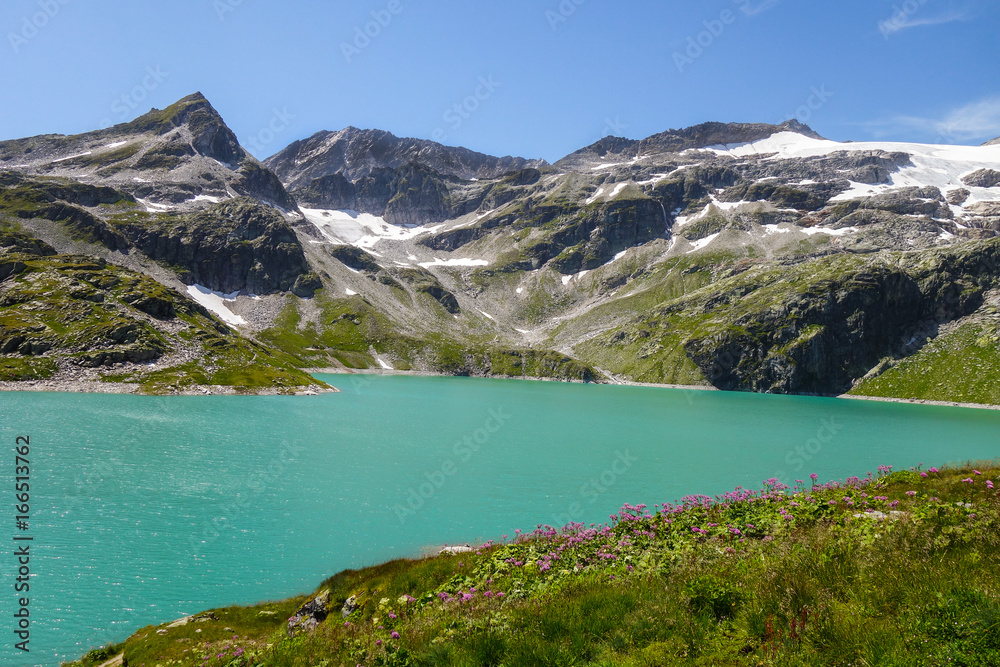 Blue lake in the middle of Austrian Alps