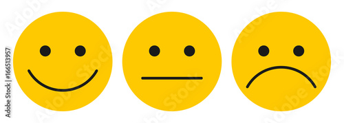 Three yellow smilies - stock vector