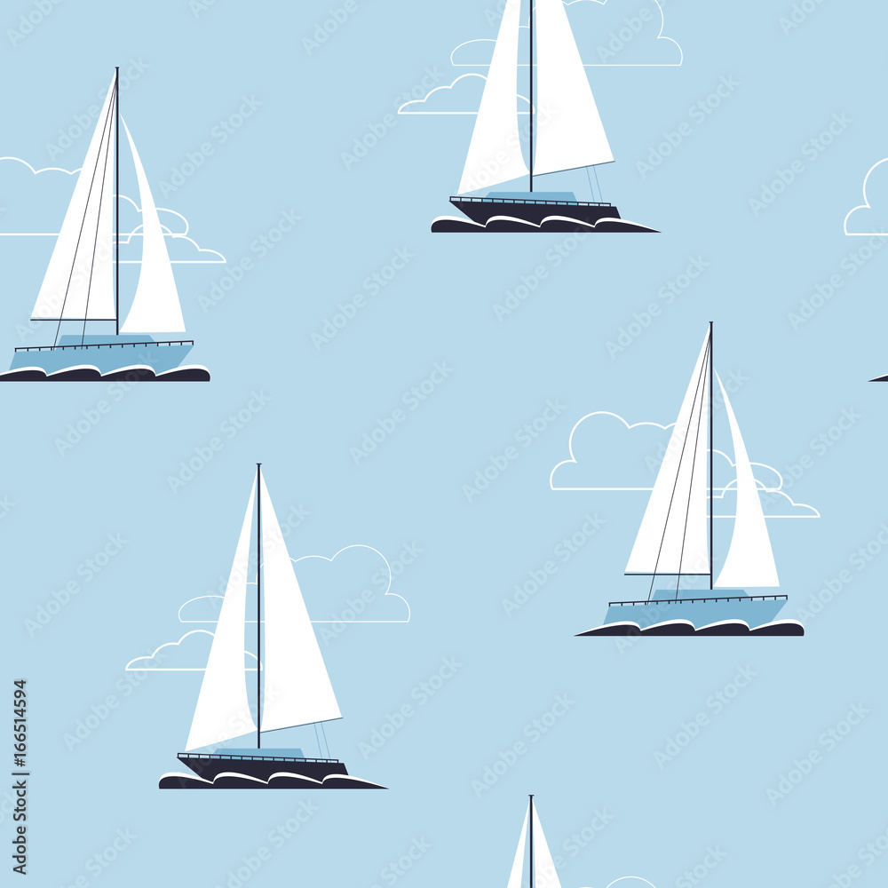 Fototapeta premium Sailing yachts.Vector pattern