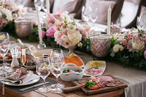 Luxury  elegant wedding reception table arrangement  floral centerpiece
