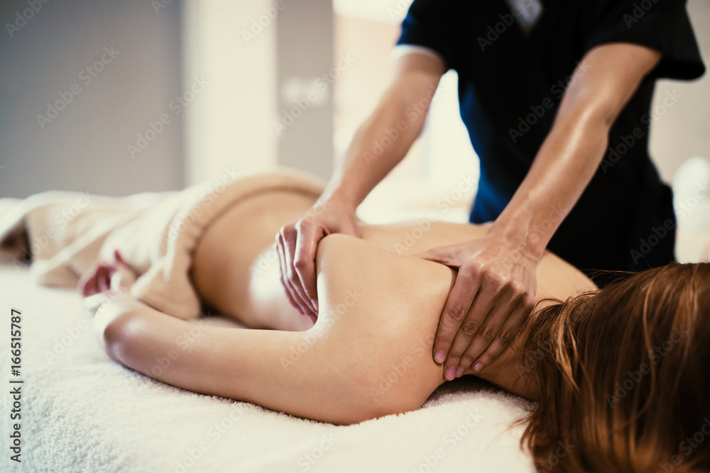 Fototapeta premium Stress relieving massage by therapist