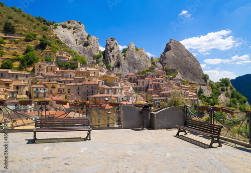 Castelmezzano (Italy) - A little altitude village, dug into the rock in the natural park of the Dolomiti Lucane, Basilicata region, famous also for the spectacular 