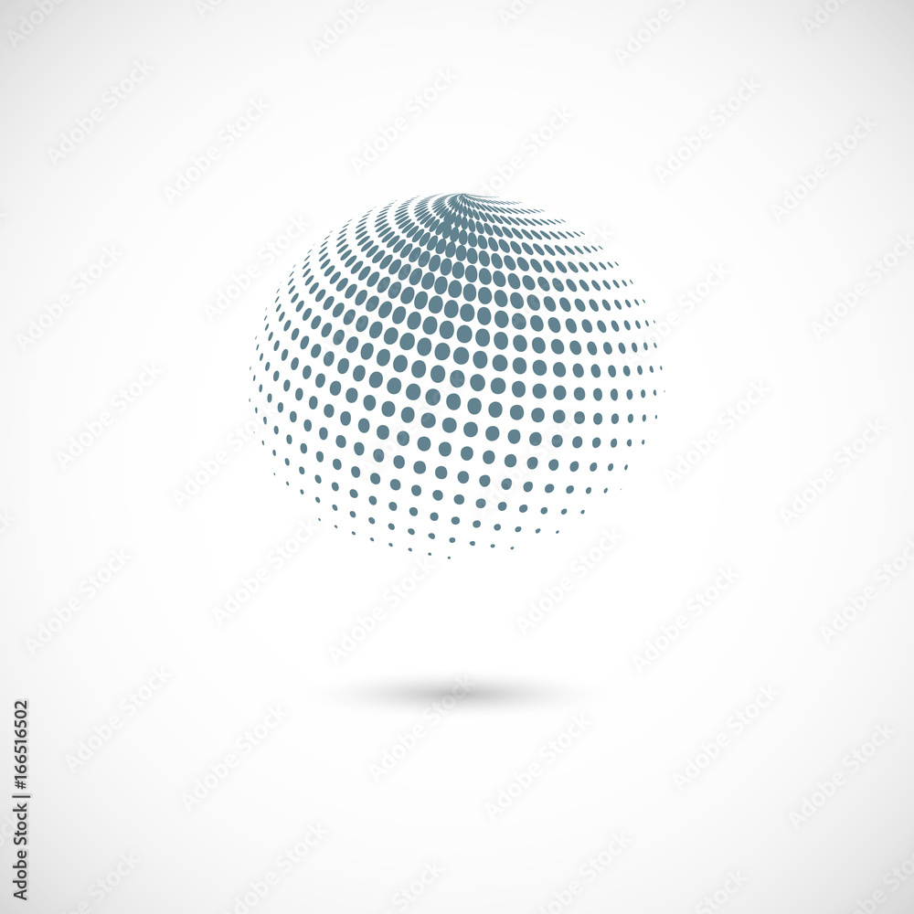 Vector halftone spheres. Design element with shadow