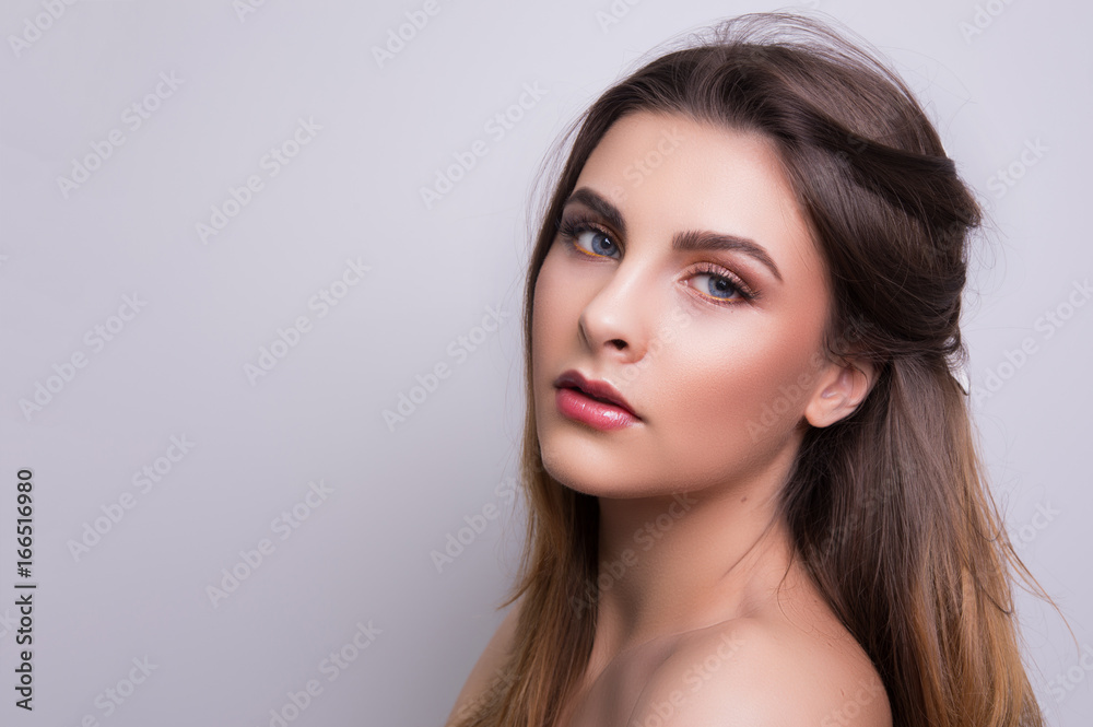 Fashionable portrait of a girl model. Fashion, glamour makeup. Fashionable portrait of a girl model. Fashion, glamour makeup.