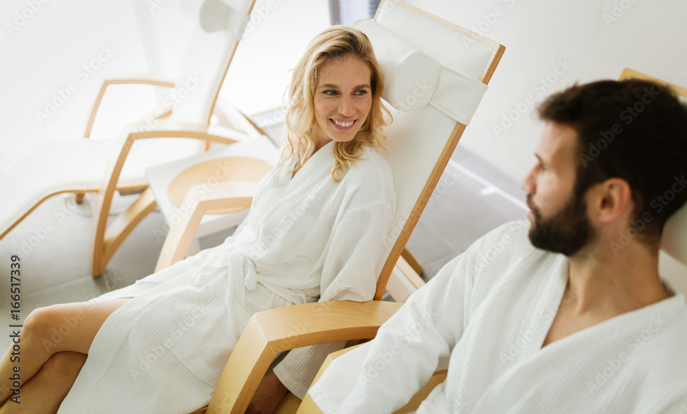 Couple enjoying wellness spa resort treatments Couple enjoying wellness spa resort treatments