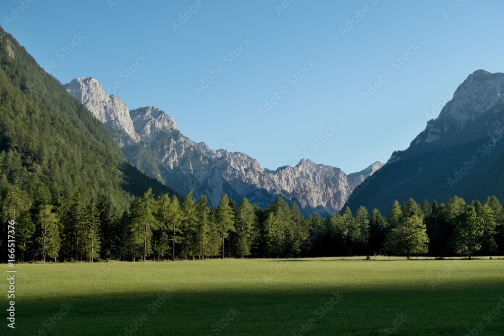 entrance to Krma valley in Triglav national park in Julian Alps in Slovenia