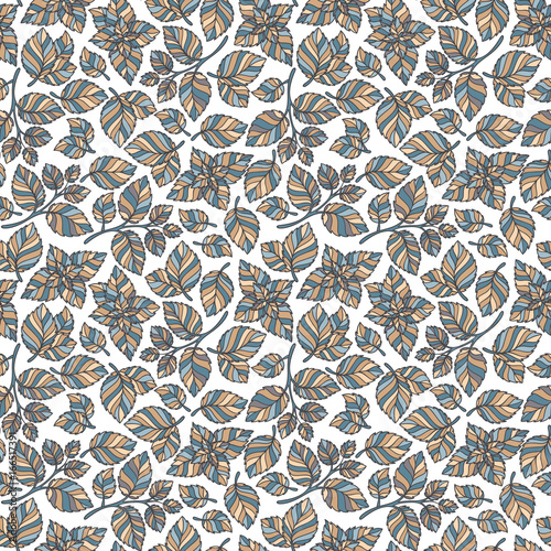 Hand drawn vector seamless pattern with mint leaves