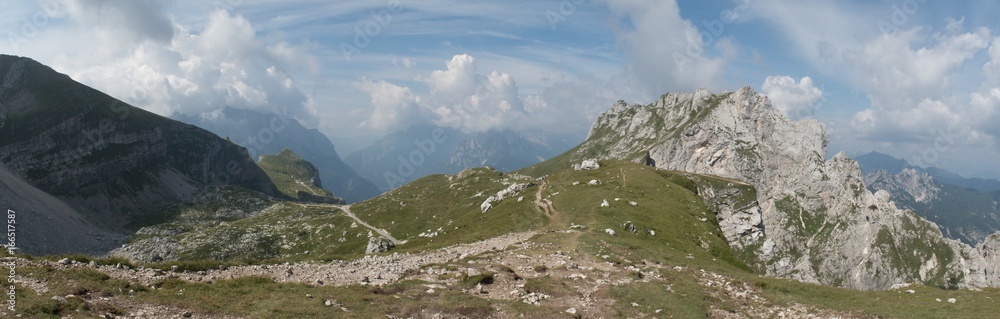Fototapeta premium end of military road bellow the summit of Mangart mountain in Triglav national park in Julian Alps in Slovenia