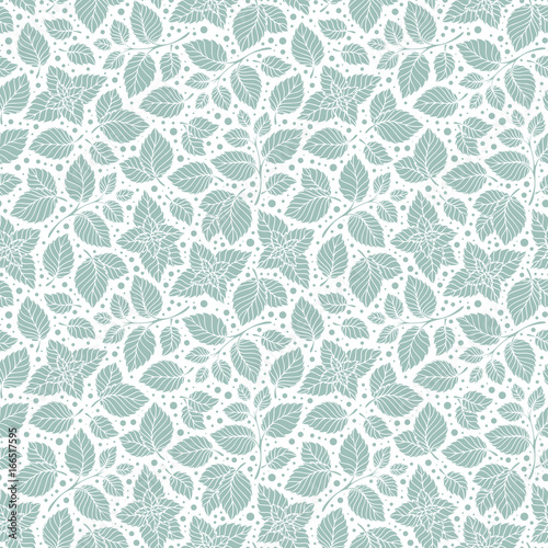 Hand drawn vector seamless pattern with mint leaves