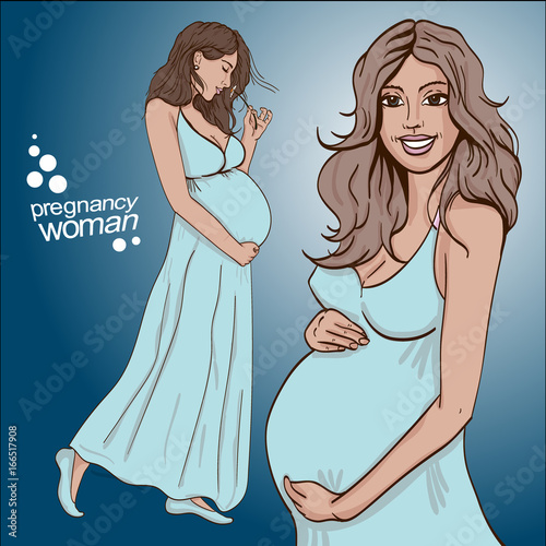 Vector illustration of Pregnant woman copy space