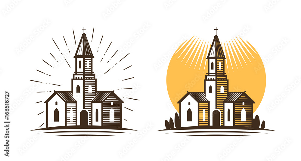 Fototapeta premium Church logo. Religion, faith, belief icon or symbol. Vector illustration
