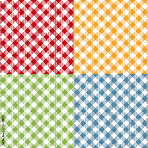 Picnic table cloth seamless pattern set. Picnic plaid texture