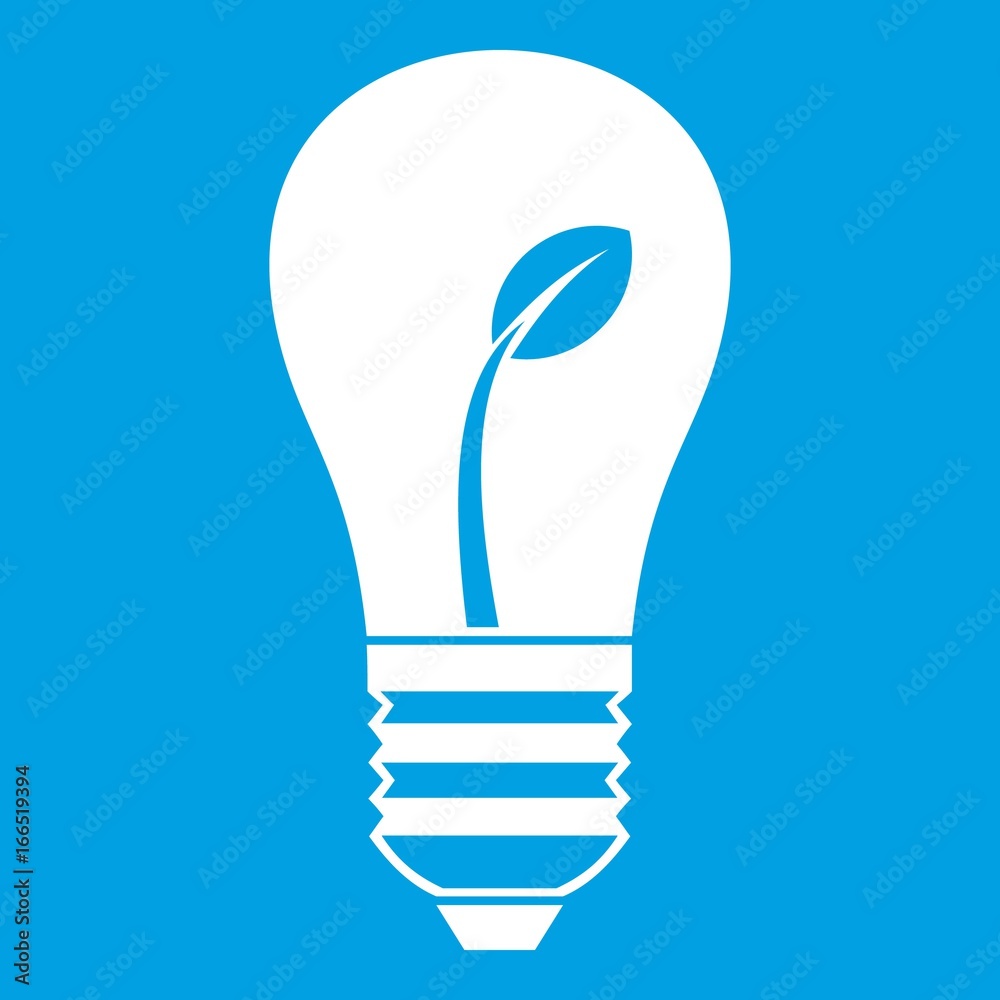Ecology idea bulb with plant icon white Ecology idea bulb with plant icon white