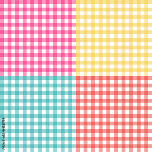 Picnic table cloth seamless pattern set. Picnic plaid texture