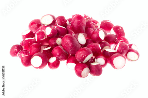 Pile of radish isolated on white background