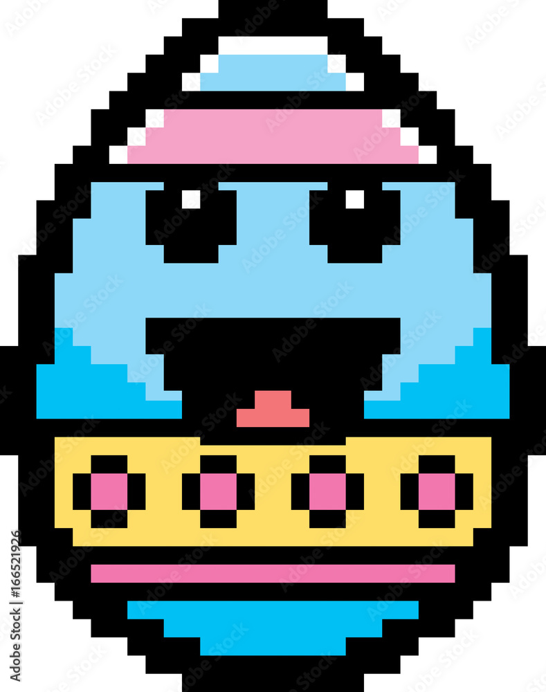 Fototapeta premium Smiling 8-Bit Cartoon Easter Egg