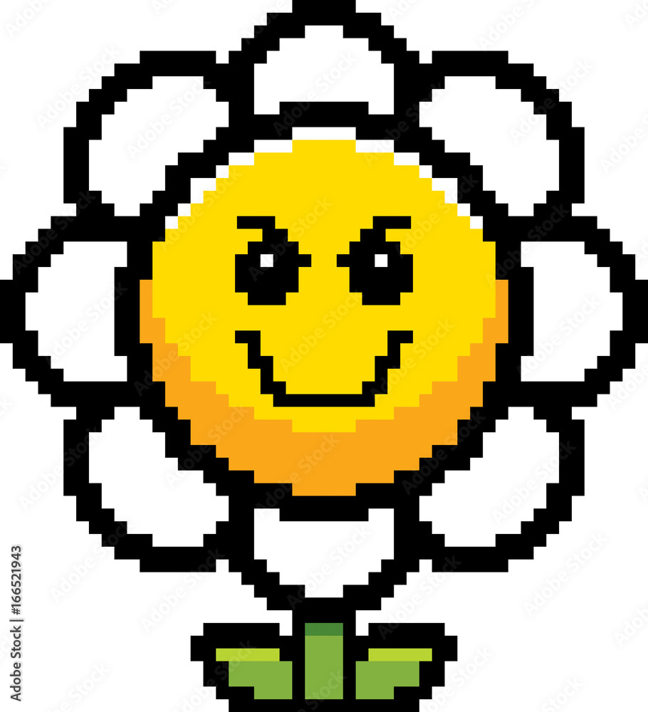 Fototapeta premium Evil 8-Bit Cartoon Flower