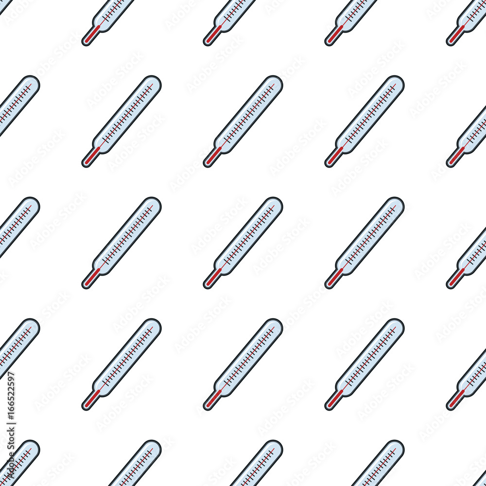 Thermometer seamless pattern in cartoon style isolated on white background vector illustration for web Thermometer seamless pattern in cartoon style isolated on white background vector illustration for web