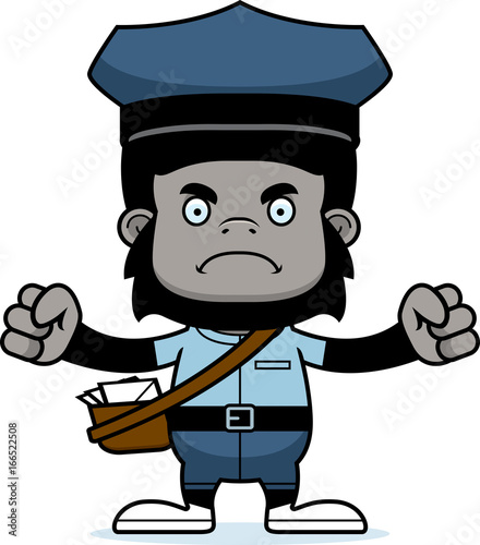 Cartoon Angry Mail Carrier Gorilla