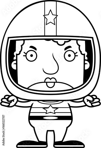 Cartoon Angry Race Car Driver Woman