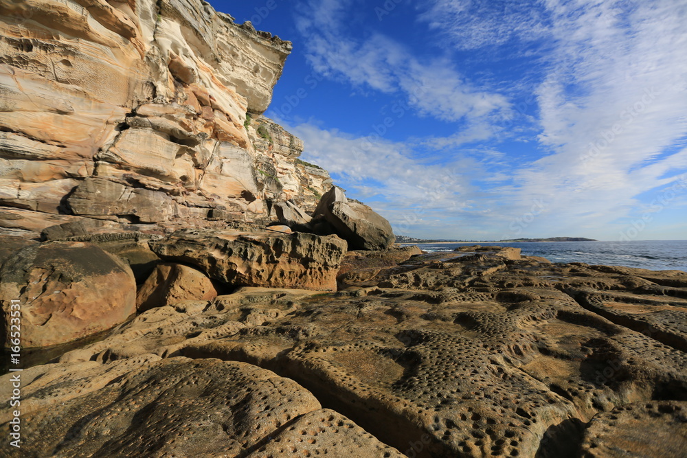 The rocks near Curl Curl Beach on the northern beaches of Sydney in New South Wales Australia