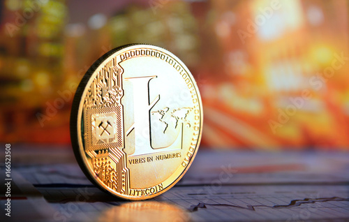 litecoin  on colorful background photo