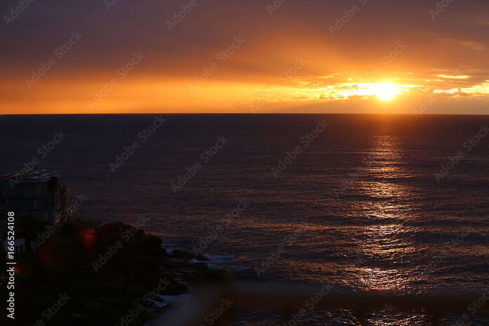 An amazing sunrise at Maroubra Beach in the eastern suburbs of Sydney in Australia