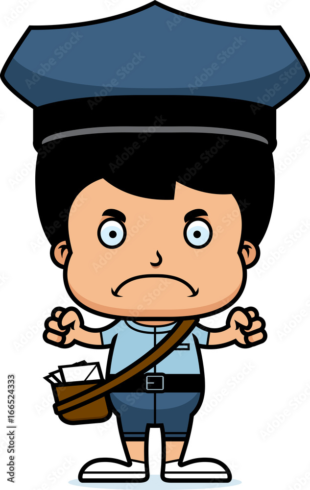 Cartoon Angry Mail Carrier Boy