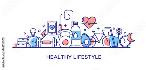 Healthy Lifestyle Vector Illustration, Dieting, Fitness & Nutrition
