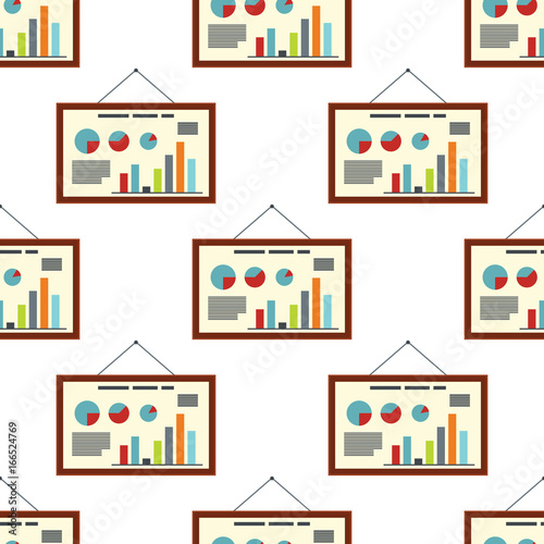 Picture with diagram seamless pattern in flat style isolated on white background vector illustration for web