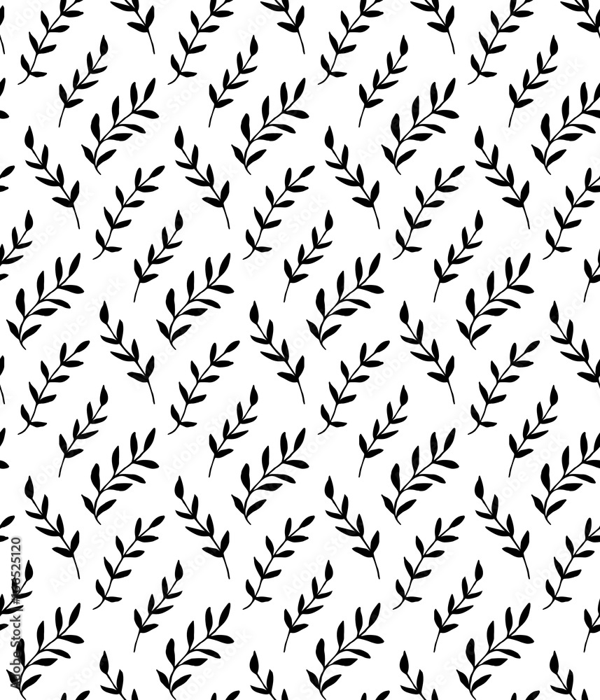 Nature pattern with ornate branches. Monochrome simple seamless background. Wallpaper texture. Nature pattern with ornate branches. Monochrome simple seamless background. Wallpaper texture.