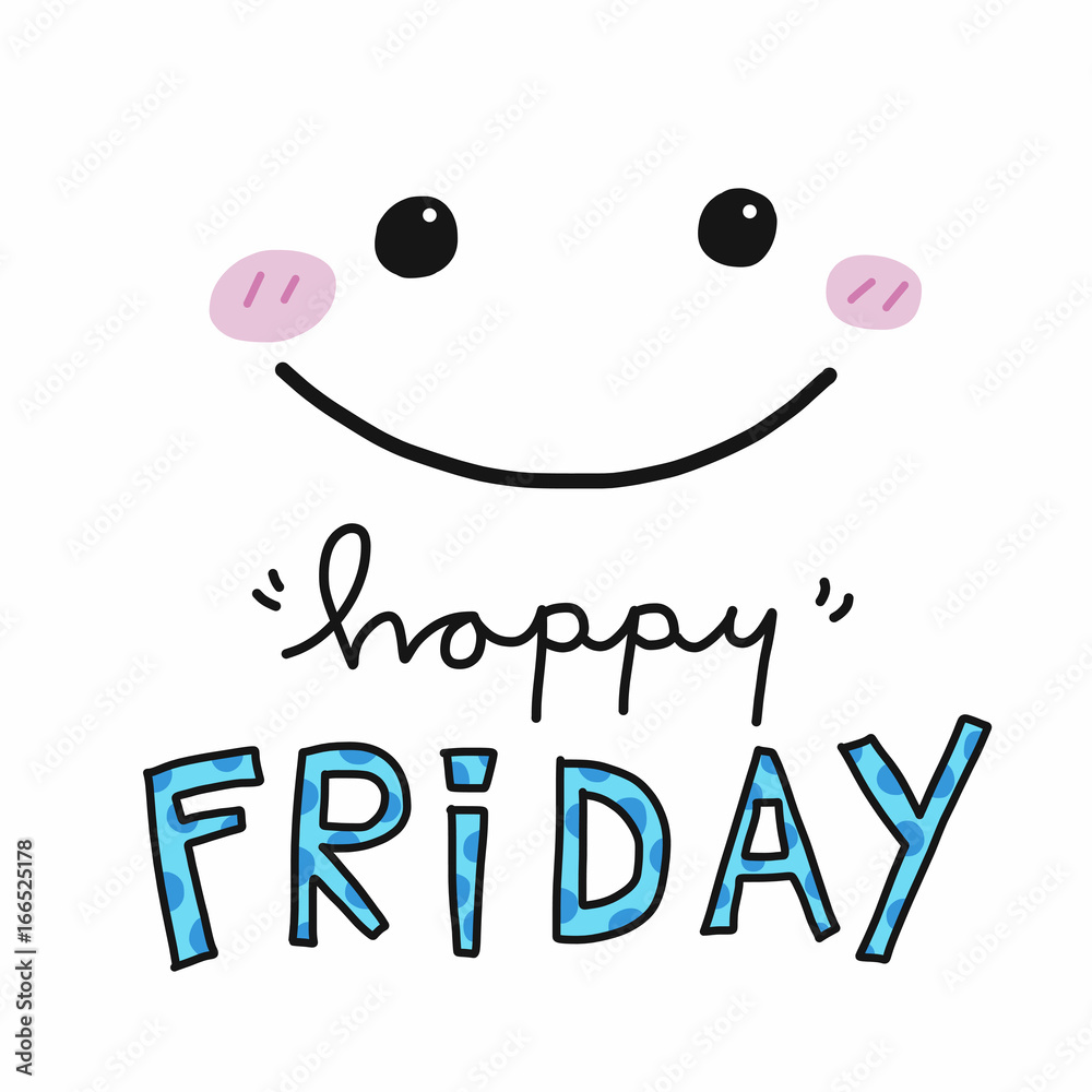 Happy Friday word and cute smile face vector illustration Stock Vector ...