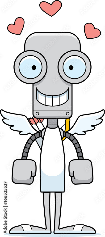 Obraz premium Cartoon Smiling Cupid Robot