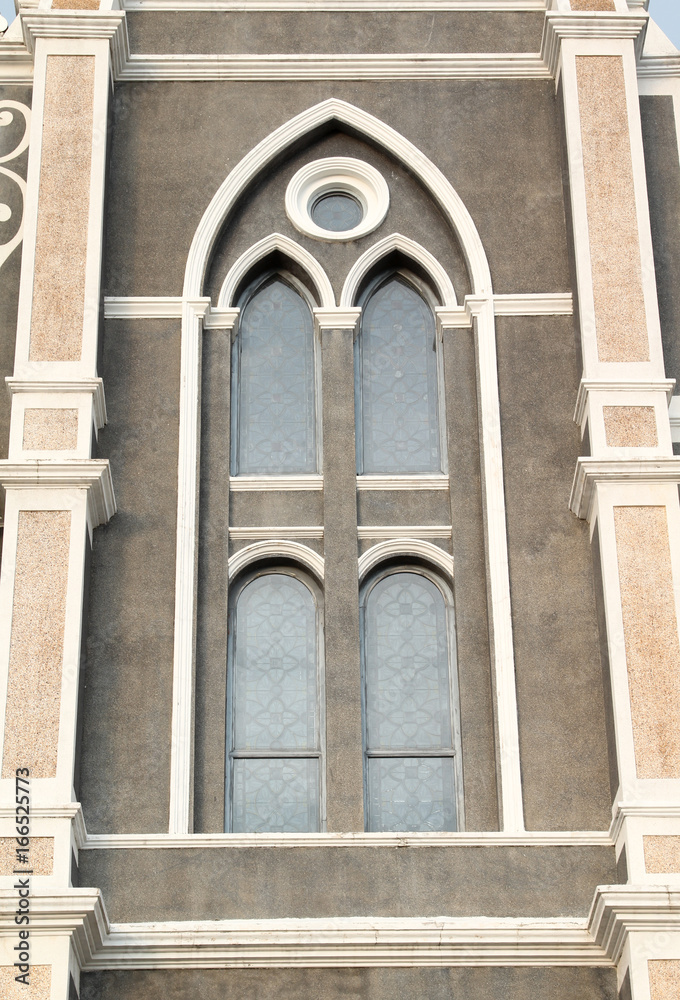 Window of Catholic church, Chantaburi, Thailand.