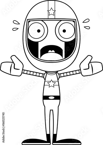 Cartoon Scared Race Car Driver Robot
