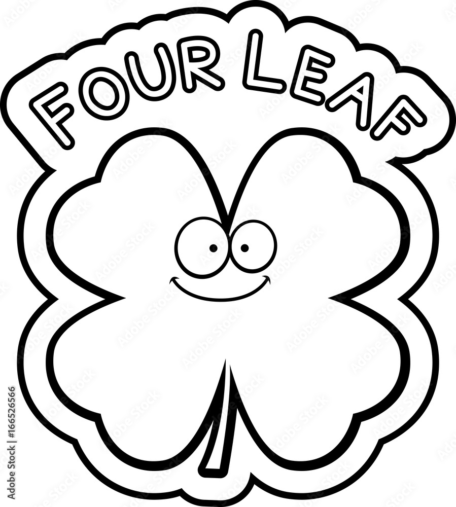 Obraz premium Cartoon Four Leaf Clover Text