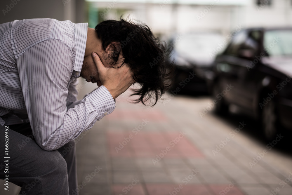 business man is stressed from his work. negative thinking concept. business man is stressed from his work. negative thinking concept.